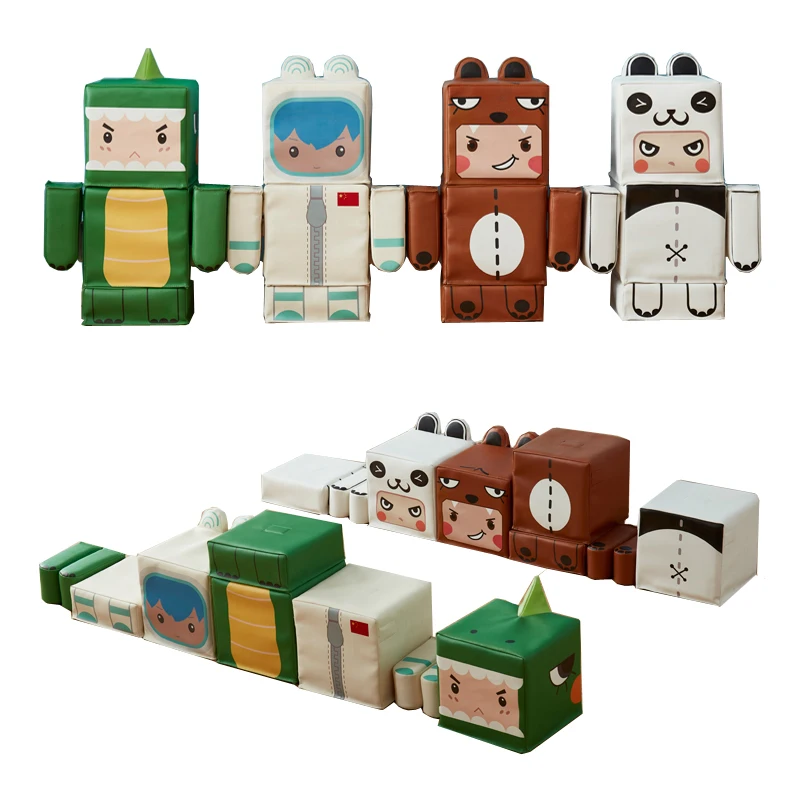 

YLWCNN Kindergarten Soft Playground Toys Environmental Kids Caroon Robot Assembling Block Puzzle Game Sponge Cubes Baby Soft Toy