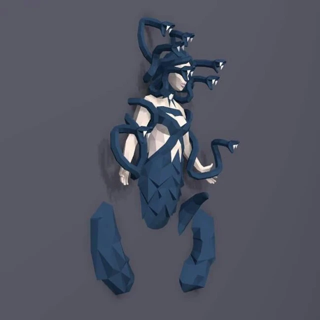 MEDUSA Papercraft DIY 3D Paper Model Sculpture Low Poly Manualidad Pepakura Greek Mythology Snake-Haired Gorgon Wall Decoration 2