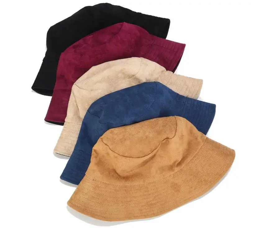 Двусторонняя осенне-зимняя замшевая шляпа-ведро унисекс модные шапки Bob хип-хоп теплые мужские и женские Панамы теплые Панамы