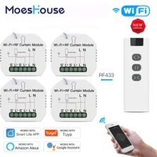 

Tuya WiFi RF Roller Blind Shutter Curtain Switch Module with Remote for Electric Motor Sunscreen Works with Google Home Alexa