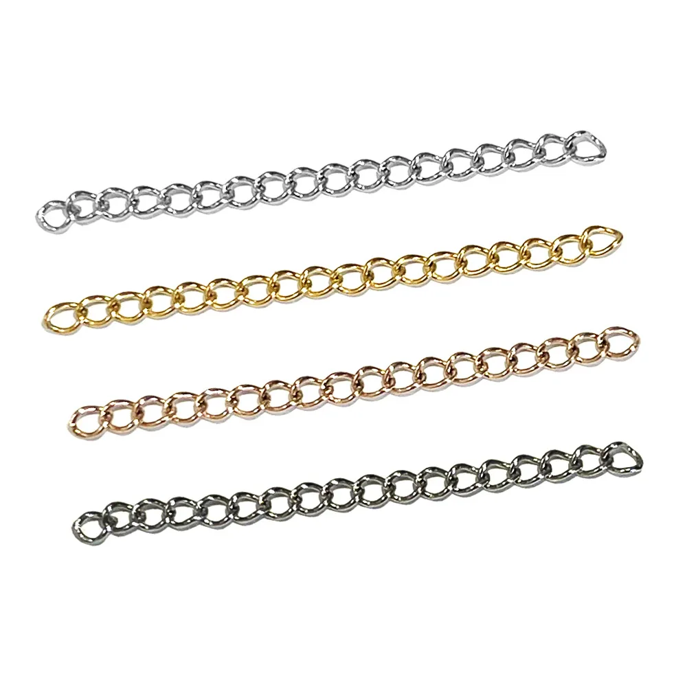 50pcs 5cm Metal Extension Tail Chain Rose Gold Silver Color Extender