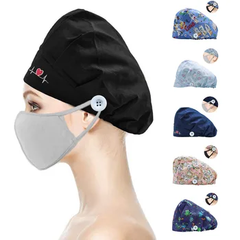 

high quality top selling product 2020 Fashion Printed Button Work Hat Casual Unisex Scrub Cap Support Wholesale Dropshipping