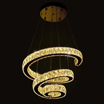 

Nordic Modern Luxury Led Crystal Glass Chandelier Lighting Ceiling Hanging Circle Pendant Light Fixtures Living Room Home Decor