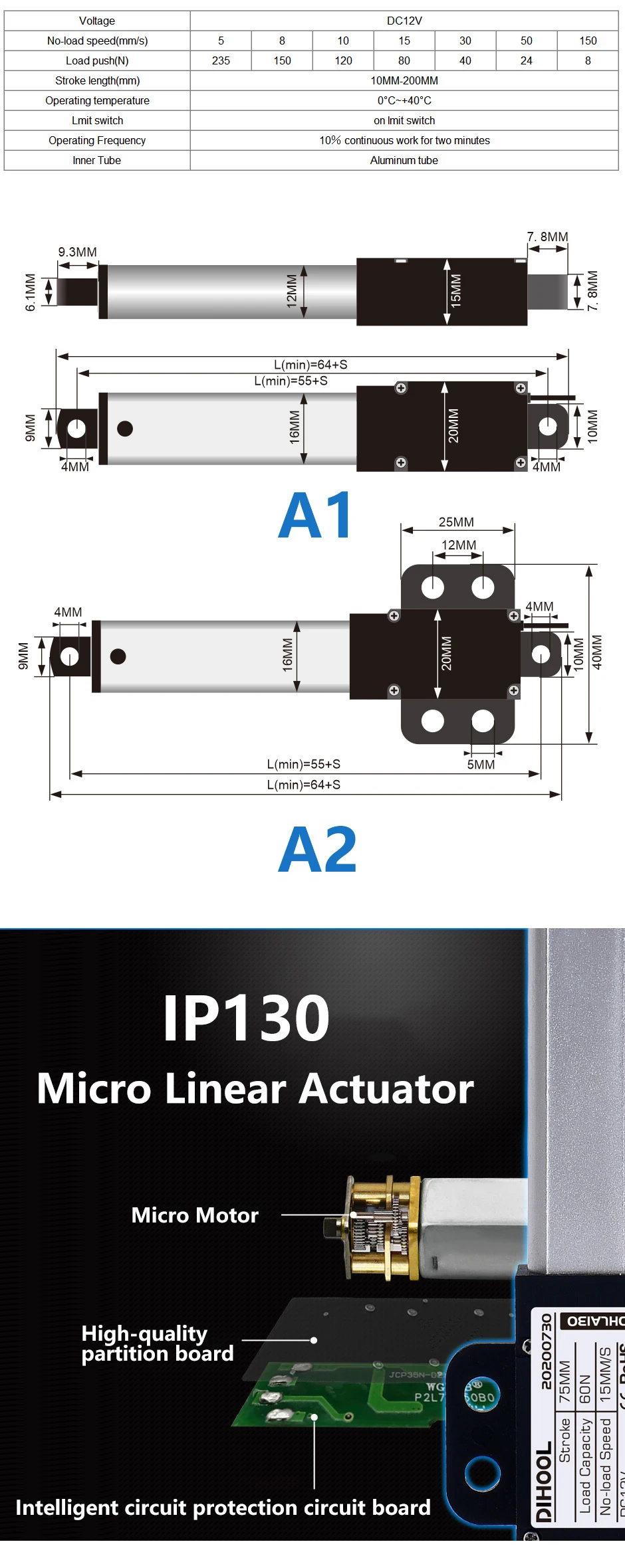 100mm dc 12v micro controlador do motor