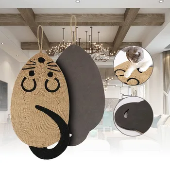 

Anti Scratch Training Sisal Pad Lounge Cat Scratching Mat Funny Mouse Shaped Interaction Toy Furniture Protection Wall Hanging