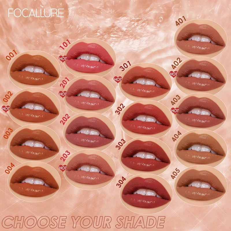 FOCALLURE Shiny Nourish Lip Gloss 17 Colors Liquid Lipstick Waterproof Long Lasting Moisturizing Lipgloss Lip Makeup Cosmetics