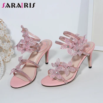 

SARAIRIS Fashion Designer Gladiator Sandals Women High Heels Dating Sandals Ladies New Brand Genuine Leather Party Shoes