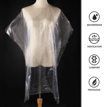 

P6378 50PCS Aprons Disposable Transparent Shawl Plastic Waterproof Film Special For Hair Salon Thinner and Lighter Design CN