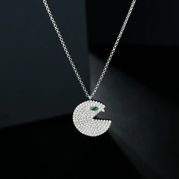 

Paved Zircon Love 80S Collar Necklace Pixel Gameboy Play Evil Eating Beads 925 Sterling Silver Women Wedding Simple Charm