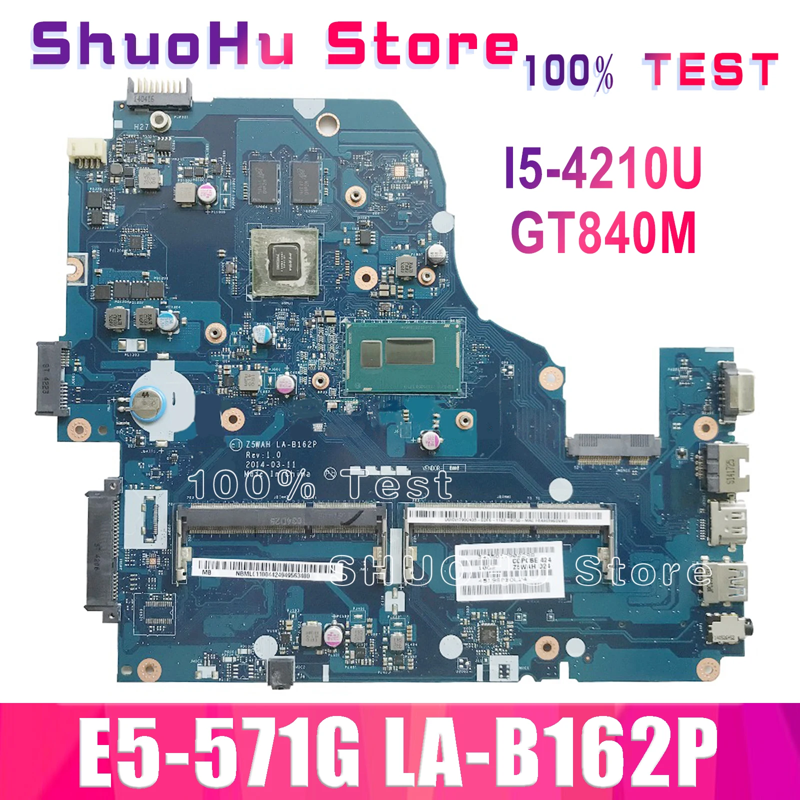 Материнская плата KEFU для ноутбука Acer Aspire LA-B162P E5-571G GT840M DDR3 100% оригинальная |