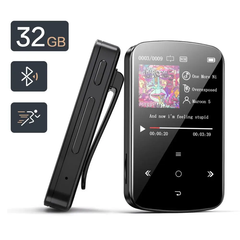 New Mini Clip Bluetooth 5.0 MP3 Player Portable Music Lossless HiFi Sound Audio MP3 Players With FM Radio Pedometer Function 