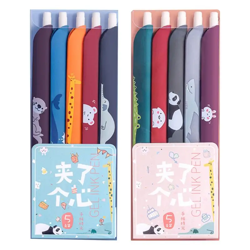 

5pcs 3 in 1 Multifunction Retro Color Gel Pen Creative Ruler Cartoon Bookmark