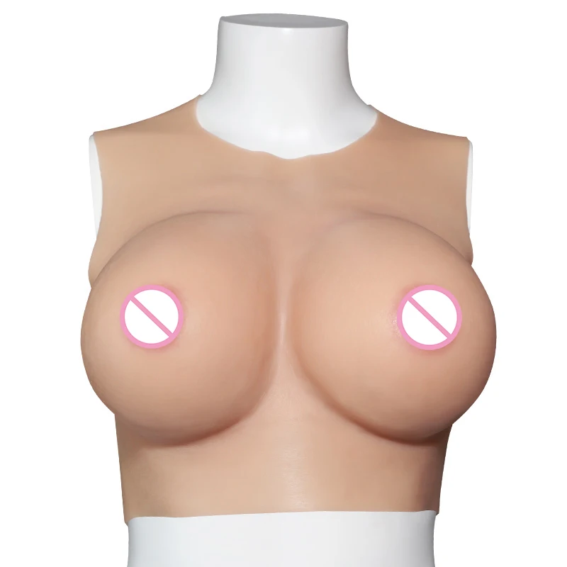 Real Feeling Soft Round Neck D Cup Artificial Silicone Big Breast Boobs Form Crossdresser for Female Women Crossdressing Cosplay
