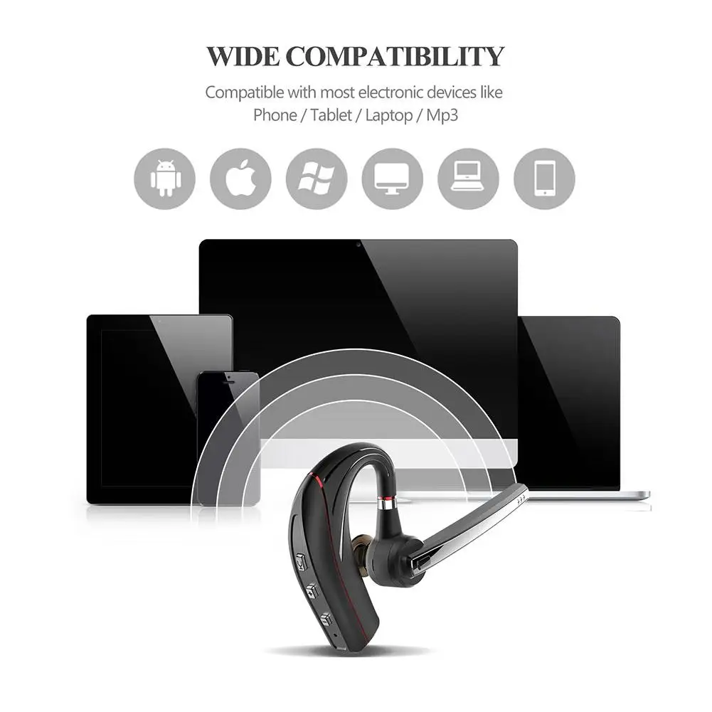 B1 Bluetooth 5,0 гарнитура с одним заушником для наушников передатчик с CVC8.0 Шумоподавление для спорта и бизнеса