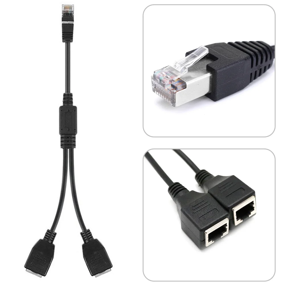 

LAN Ethernet RJ45 1 Male to Dual Female Ports Adapter Connector Cable Network Splitter Extension Cable Cord Cat 5 Networking