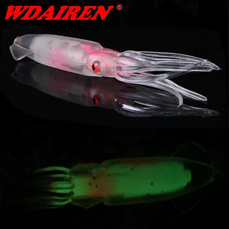 

WDAIREN Fishing Soft Lure 75mm 12g Luminous/UV Squid Jig Fishing Lures Octopus Calamar For Sea Fishing Wobbler Bait