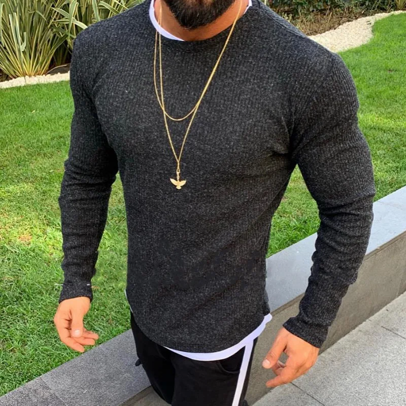 

PUIMENTIUA 2019 New Winter Men's Casual Slim Fit Pullover Long Sleeve Sweaters Basic Knitted Lightweight Crew Neck Sweaters