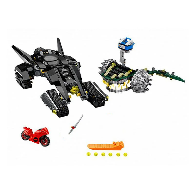 

Mailackers Superhero Batman Figures Killer Croc Sewer Smash Set Bat Chariot Model Batman DC Movies Building Blocks Children Toys