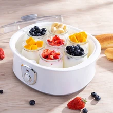Электрическая Йогуртница с 7 чашками 1.5л Автоматическая универсальная нержавеющая сталь лайнер Natto рисовое вино йогурт машина ЕС вилка