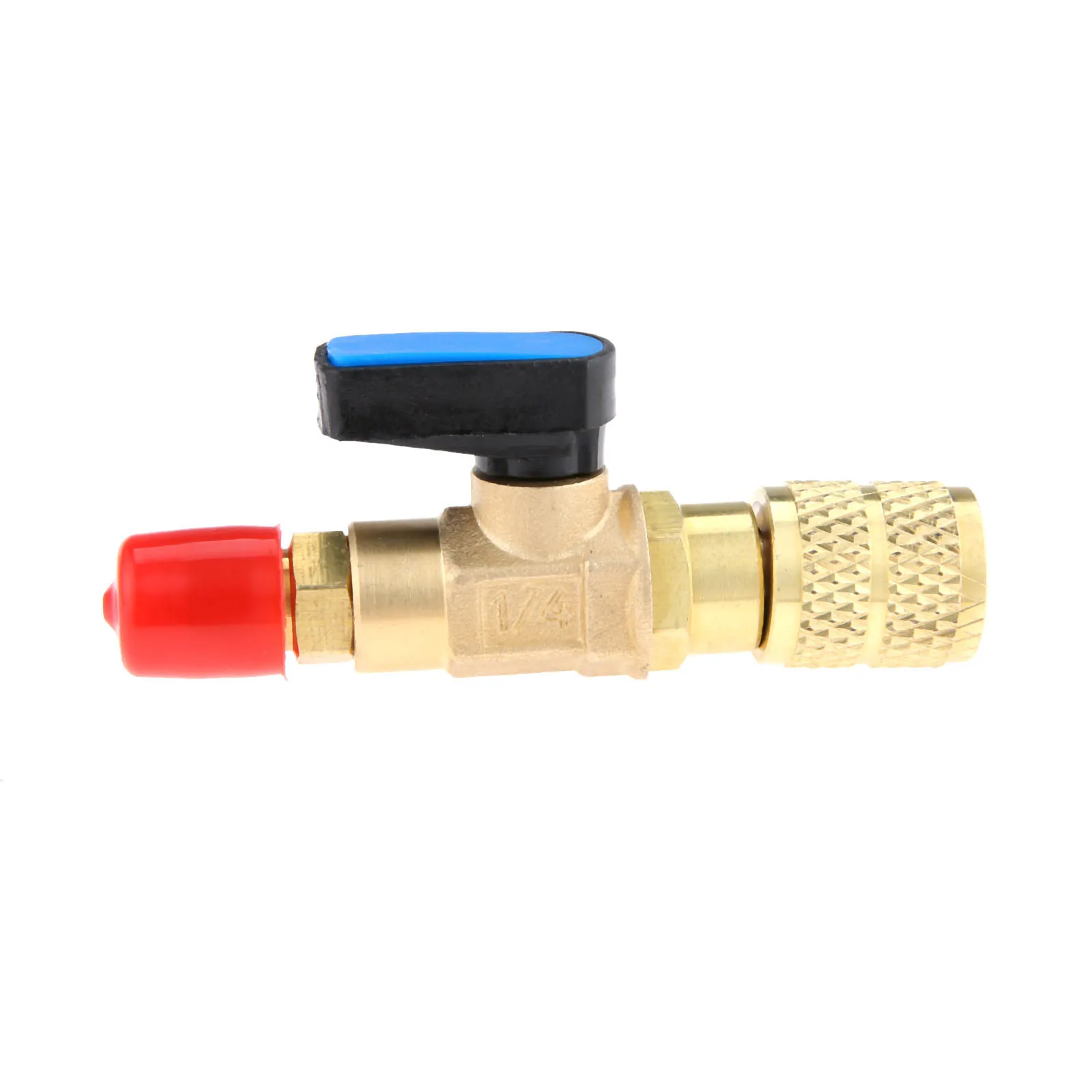 1/4" Male to 1/4" Female SAE Straight Ball Valve AC Charging For R22 Refrigerant 