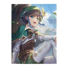 Genshin Manta de impacto de franela para cama, colcha suave de invierno, cómoda, a cuadros