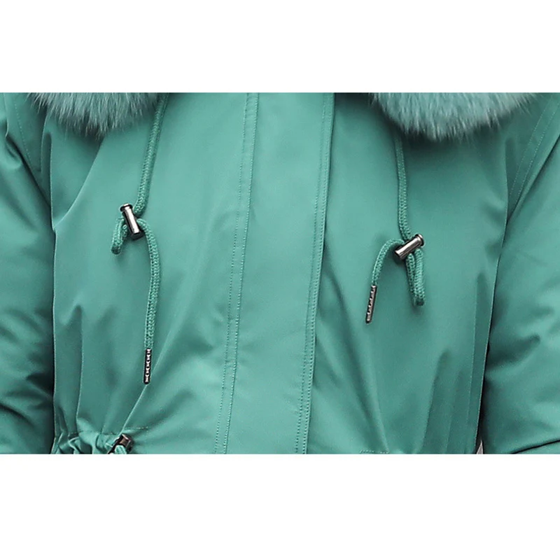 Ohryiyie зеленые длинные осенне-зимние куртки и пальто женские модные большие хлопковые парки с воротником из искусственного меха женские толстые теплые пальто