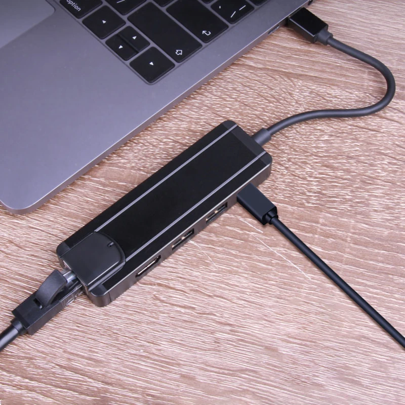 

5 in 1 USB Type C Hub to HDMI 4K USB 3.0 TF HDMI RJ45 Adapter Dock for Laptop Mobile Phone