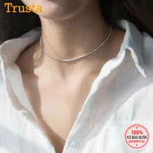 Trustdavis本物の925スターリングシルバー気質スウィートチョーカー眩しいcz女性のためウェディングジュエリーギフトDS1869(China)