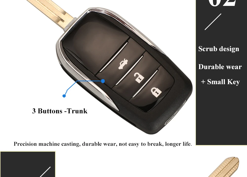 Keyforkess 10pcs aggiorna la custodia chiave dell'automobile a distanza per Toyota TOYOTA Reiz Corolla Camry RAV4 Prius 2/3/4 pulsante modificato Flip Key Shell - H502f984031b74b1988befb95b658cb03L