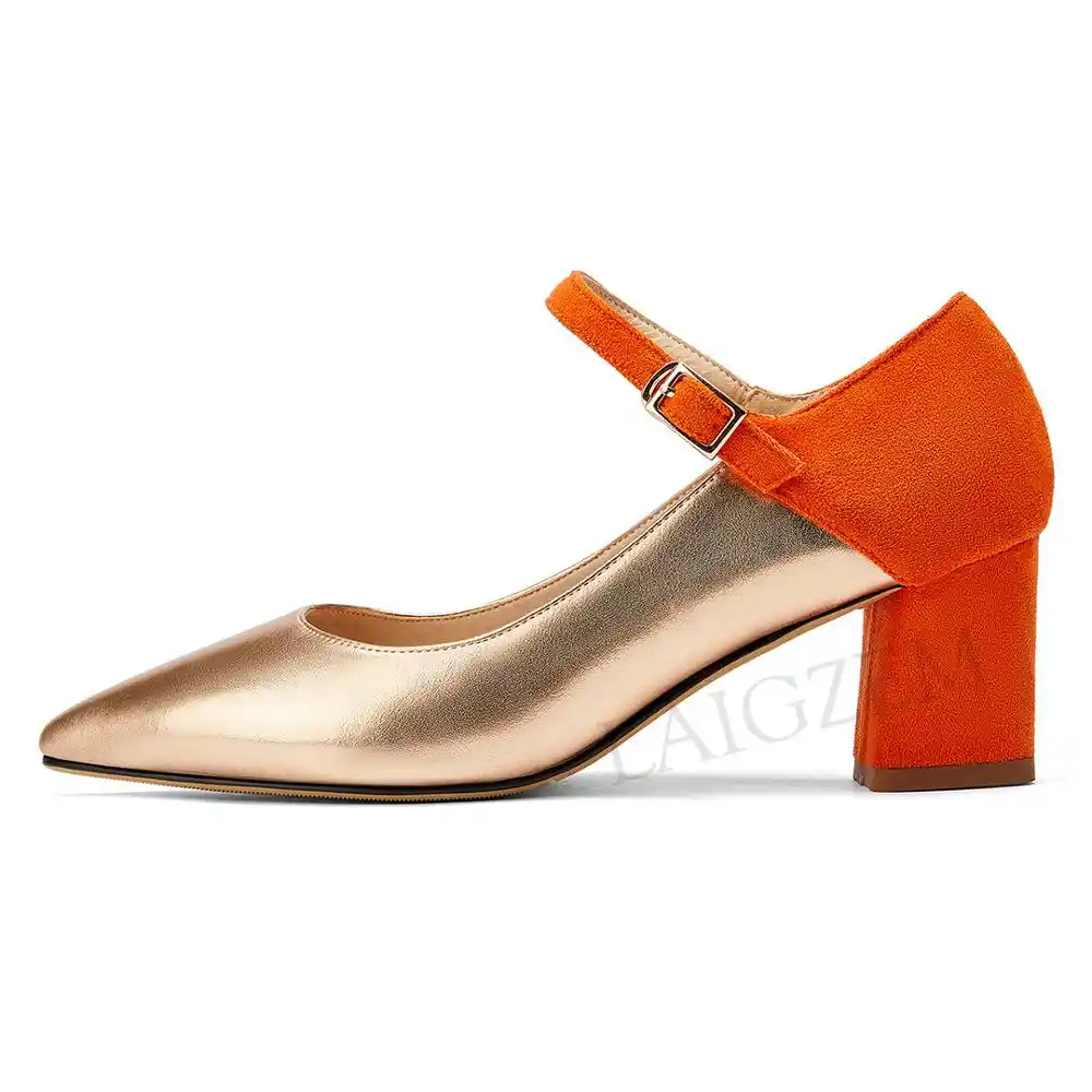Laigzemスタイリッシュな女性かかと金属ルックゴールドシルバーパンプスmid分厚いハイヒールサンダルパーティーのメアリー ジェーンの靴女性ビッグサイズ46 47 レディースパンプス Aliexpress