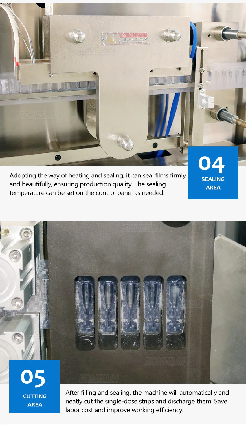 ZONESUN Automatic Monodose Strips Liquid Packing Filling And Sealing Machine