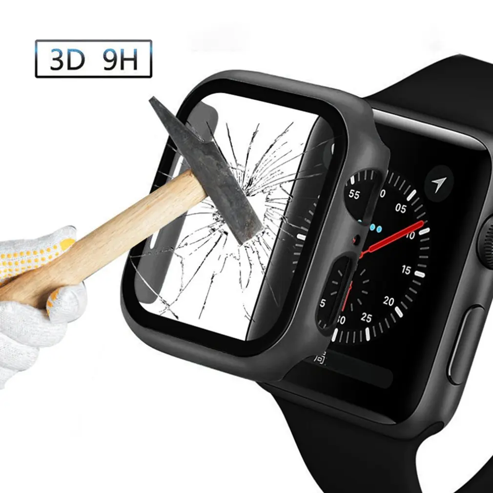 

360 full Screen protector Bumper Frame matte hard Case for Apple watch 5/4/3/2/1 cover Tempered glass film for iwatch 4/5