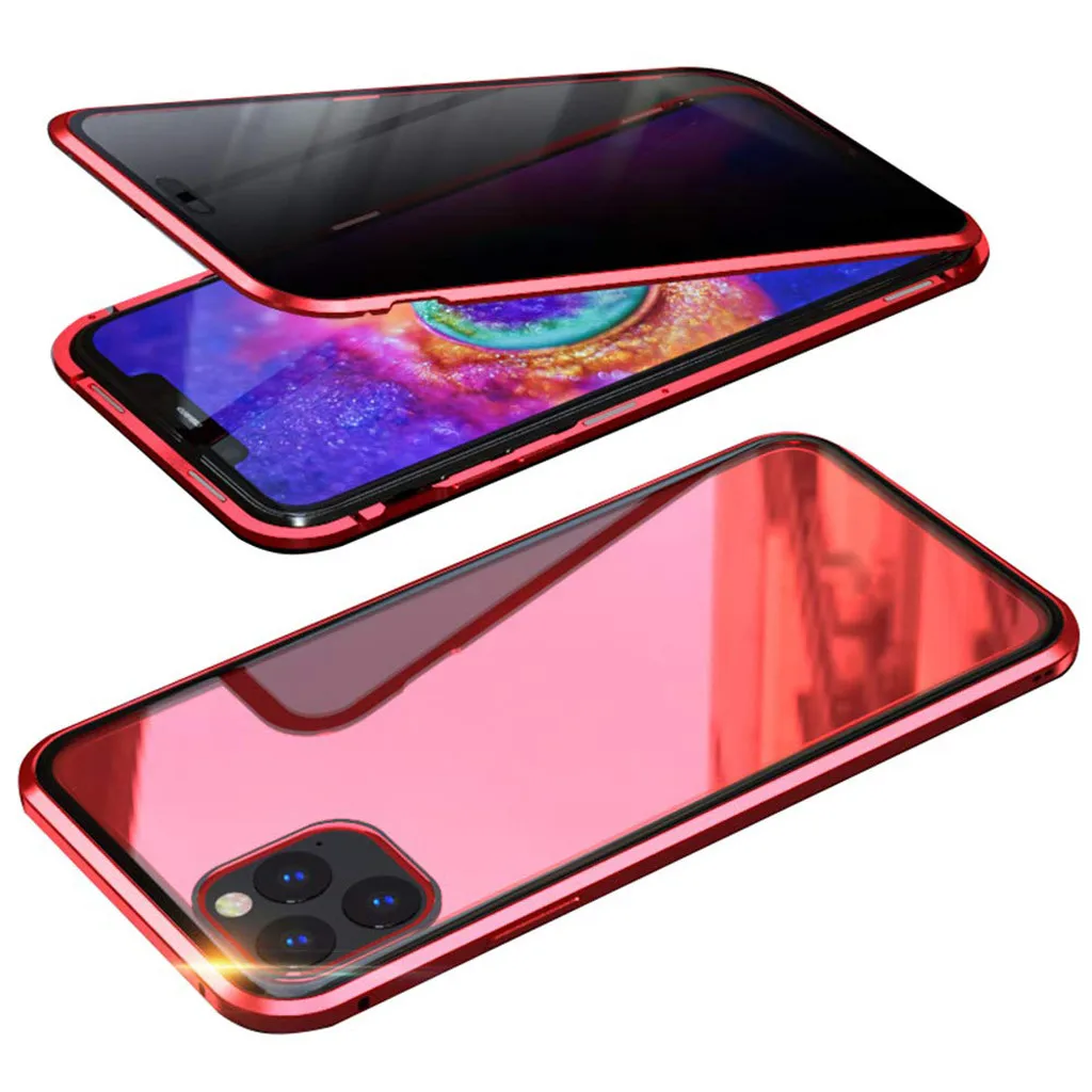 Чехол для iPhone 11 Pro Max, чехол с магнитной адсорбцией, металлический бампер, стеклянная крышка, поддержка беспроводного зарядного устройства для iPhone 11, чехол 920#2