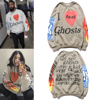 I feel Ghosts Hoodies Men Women Hip Hop KIDS SEE GHOSTS Hoodie Kanye West & Kid Cudi Los angeles Sweatshirts 1