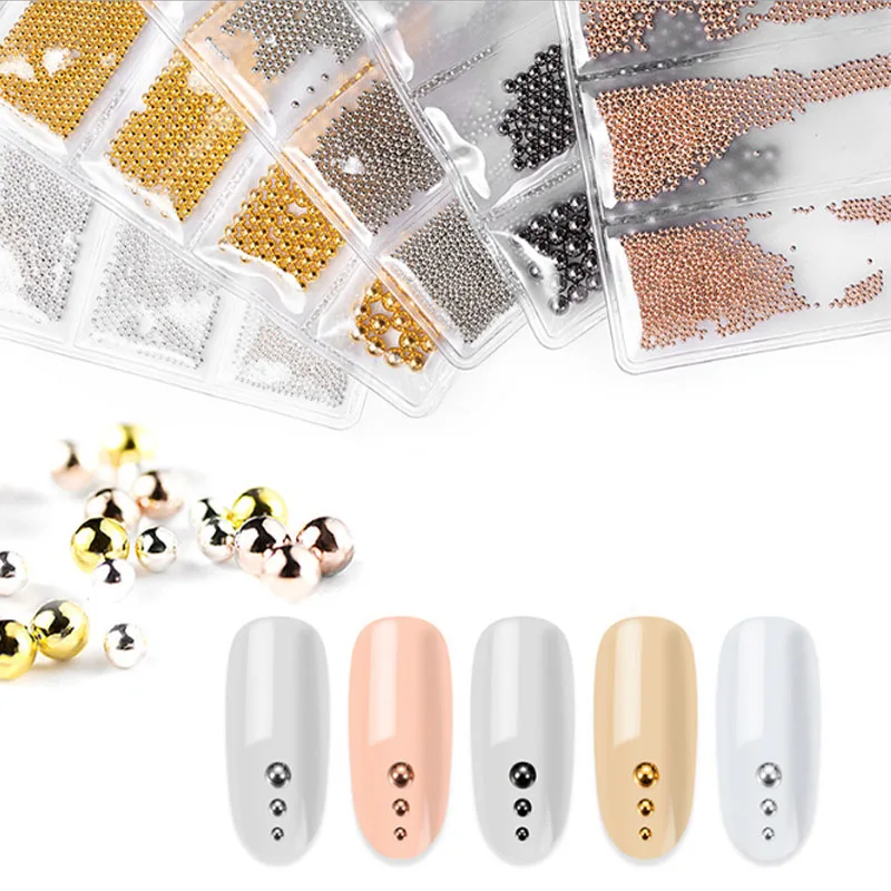 6 Grids Mini Small Nail Beads Stainless Steel Nails Art Decorations Gun Black Rose Gold Studs DIY Tool | Красота и здоровье