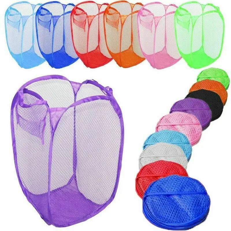 

Pop Up Folding Laundry Basket Dirty Clothes Collect Large Capacity Bra Underwear Washing Mesh Laundry Bags Mesh Laundry Baskets