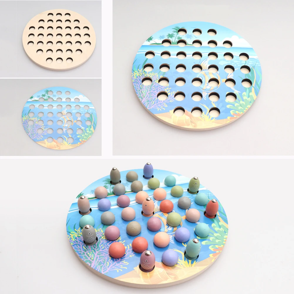 Магнитные рыбки Пазлы деревянные бусины вырезка рыбалка игра Интерактивная детская игрушка