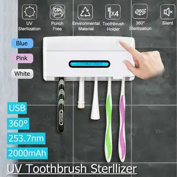 

5 in 1 UV Ultraviolet Toothbrush Sterilizer LED Disinfection Wall Mounted Toothbrush Holder Automatic toothpaste extrusion