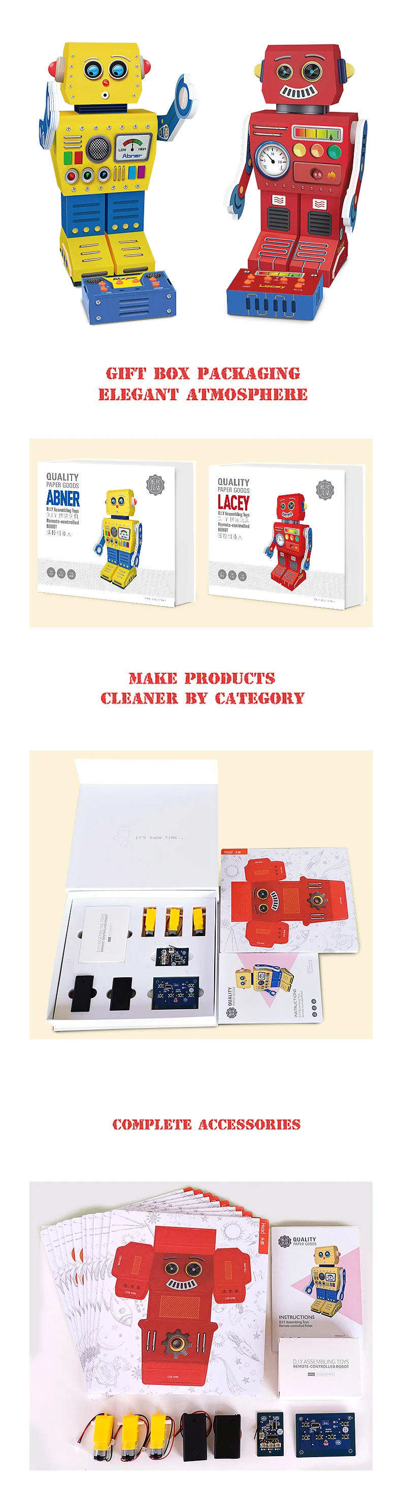 Diy Remote Control Robot Electric Rc Assembly Souptoys Toy Gifts For Children Paper Assembled Toys Building Block Unassembled