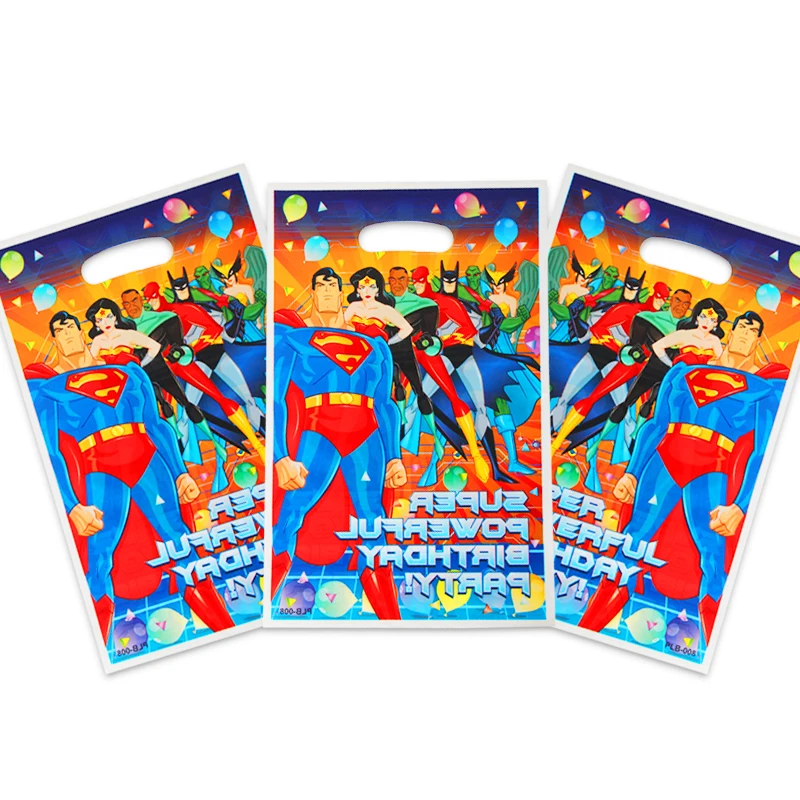 10 шт. подарочные сумки для детей с днем рождения украшения для детского душа Джунгли Тема животных пластиковые сумки для награбления товары для мероприятий - Цвет: Superman