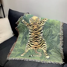 Нордический зеленый лист тигровый диван пледы одеяло вязаное кресло диван Чехол полотенце диван ковер мягкий хлопок путешествия гобеленовое постельное белье