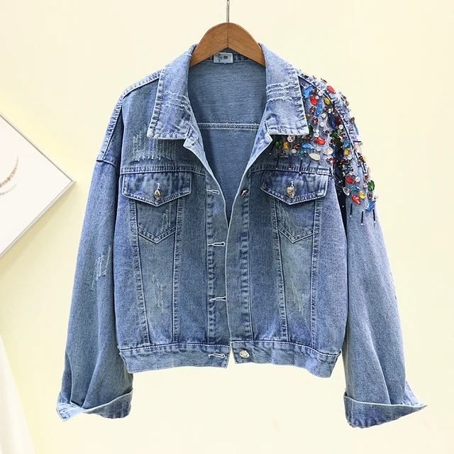 cropped studded denim jacket