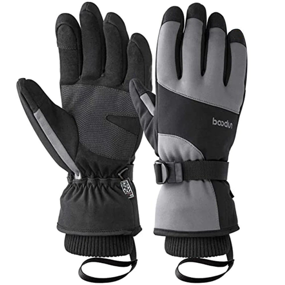 

Ski Gloves Winter Snow Touch Screen Gloves Waterproof Windproof Dark Grey for Cold Weather Outdoor Sport Men Women