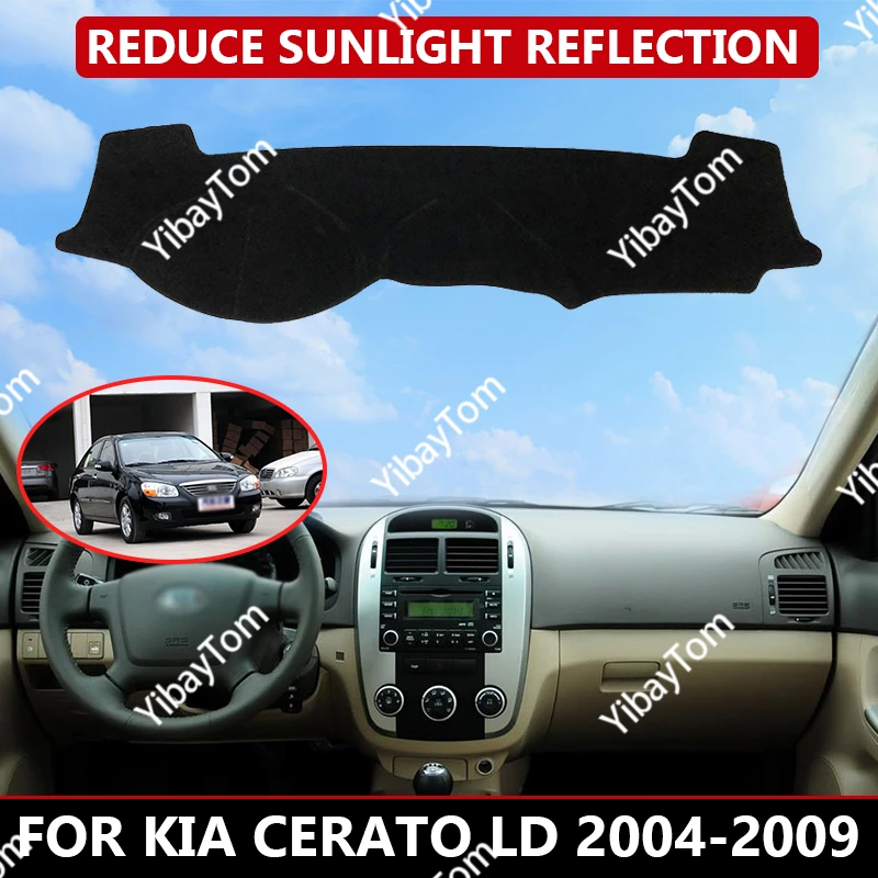 

Коврик для приборной панели KIA Cerato LD 2004-2009, бархатный чехол для автомобильной приборной панели, Черные Блоки, пылезащитные, снижающие шум автомобильные аксессуары