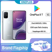OnePlus – SmartPhone OnePlus 8T, Rom Global, 8 go de RAM 128 go de ROM, Quad caméra 48mp, Snapdragon 865, écran AMOLED fluide 120Hz, Charge 65W, Original 