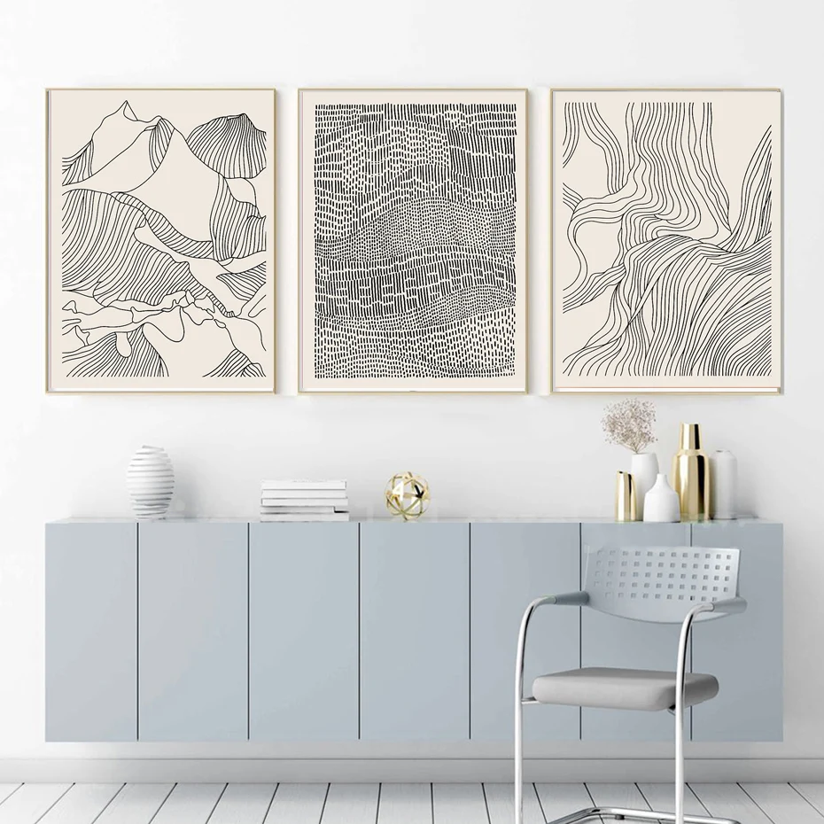 

Line Art Canvas Painting for Home Design Abstract Canvas Picture for Living Room Minimalist Art Poster for Interior