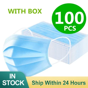 

100PCS 3-layer Mask Disposable Mask Respirator Non-woven Fabric Breathable Anti-dust Mask