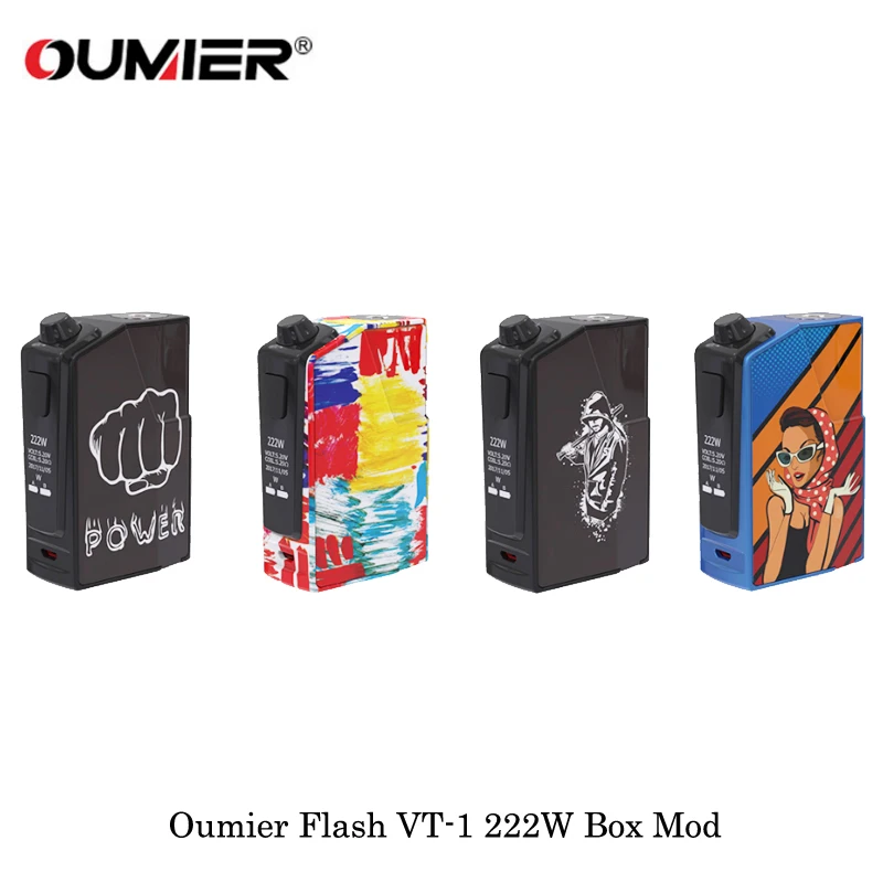 Электронные сигареты 222W Oumier Flash VT-1 Box Mod с питанием от двойных батарей 18650 подходит