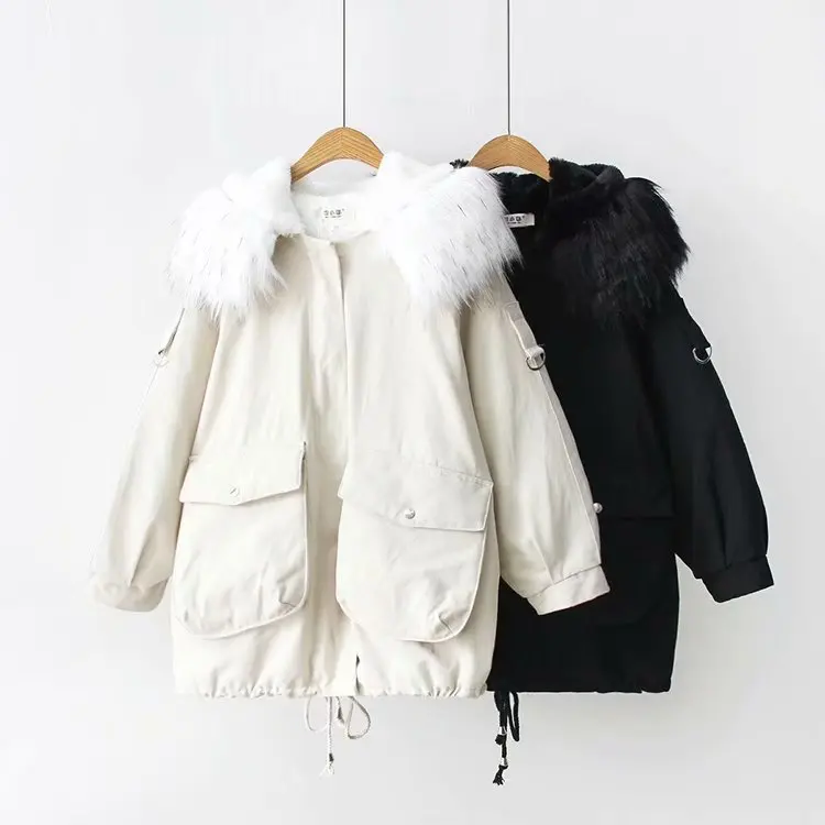 

2018 Winter New Style Plus-sized Large Size Dress Fur Collar Hooded Waist Hugging Cotton-padded Clothes Parka