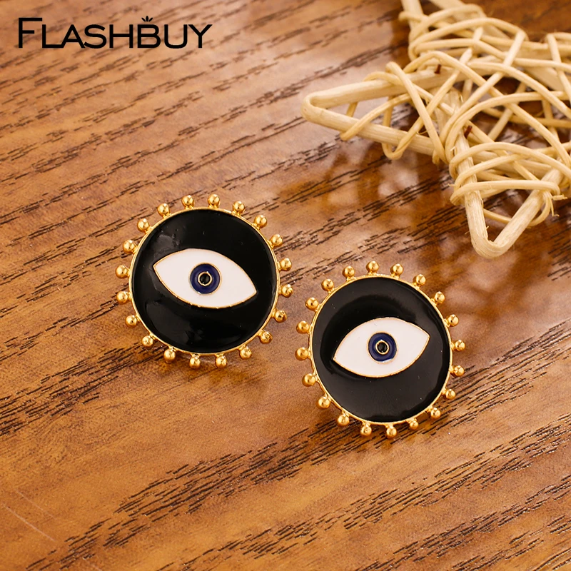 

Flashbuy Metal Evil Eyes Drop Earrings for Women Fashion Oil Alloy Round Statement Earrings Trendy Jewelry Fashion Pendientes